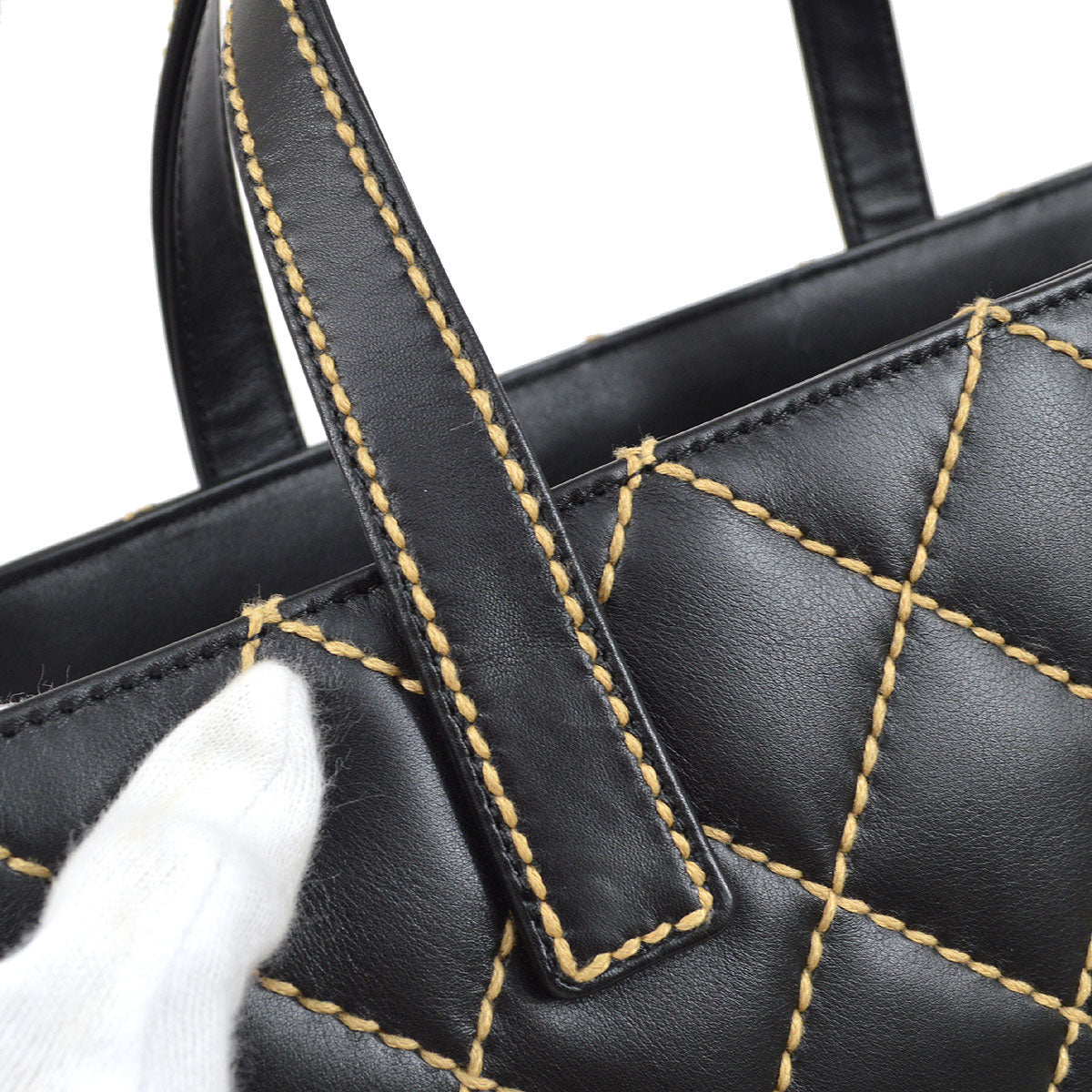 CHANEL 2004 Black Calfskin Wild Stitch Handbag 64009