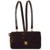 CHANEL 1994-1996 Brown Velvet Classic Flap Backpack Medium 74286