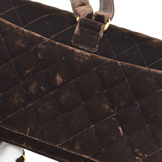 CHANEL 1994-1996 Brown Velvet Classic Flap Backpack Medium