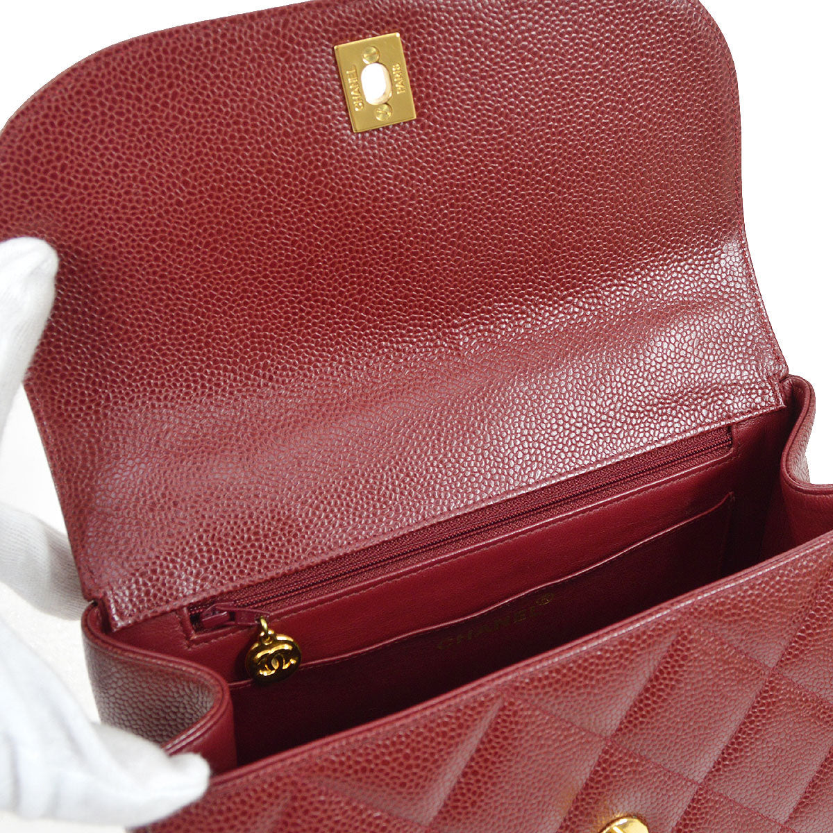 CHANEL Chain Handbag Bordeaux Caviar 64353