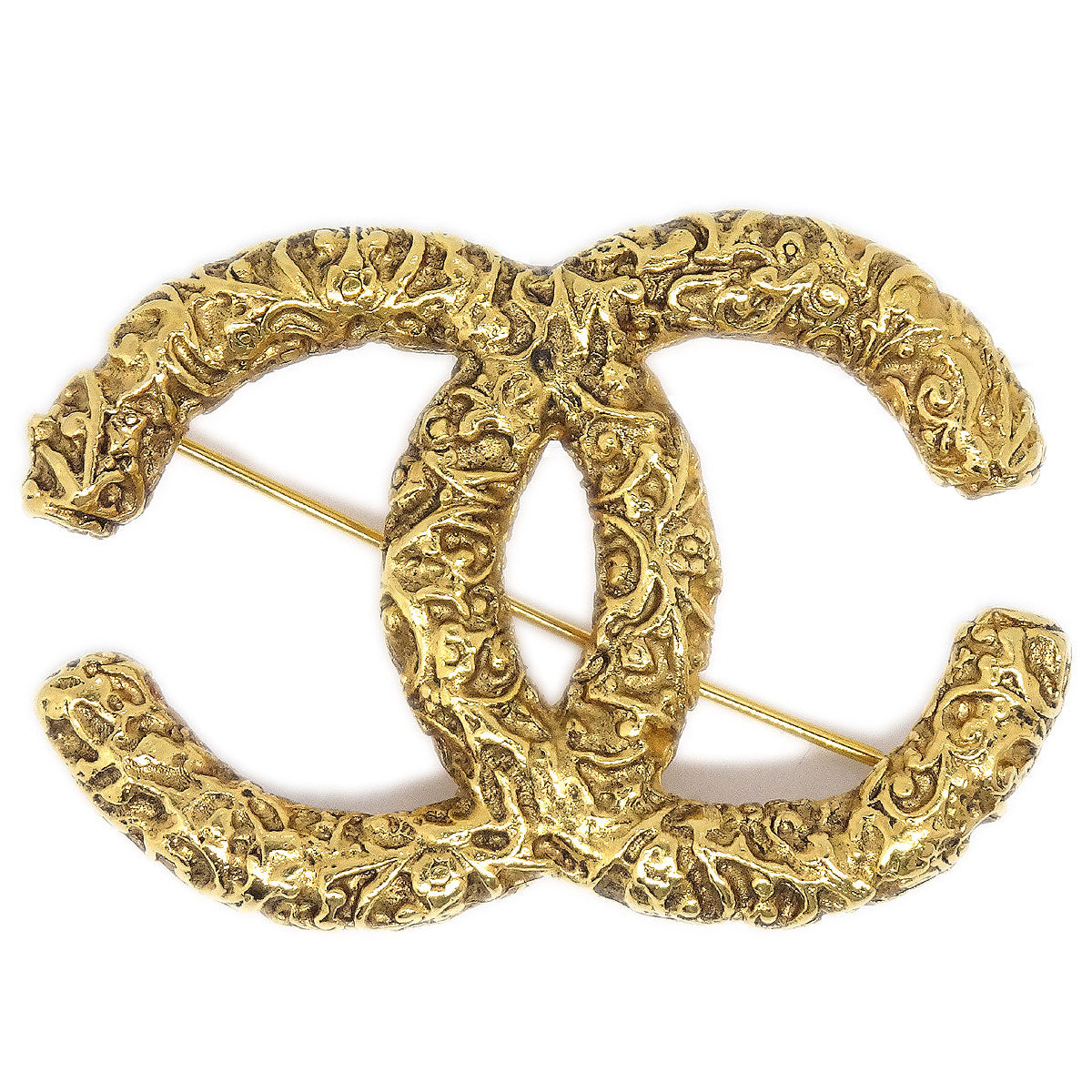 CHANEL 1993 CC Brooch Pin Gold Medium 64501