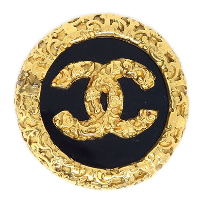 CHANEL 1993 Brooch Pin Gold Black 64502
