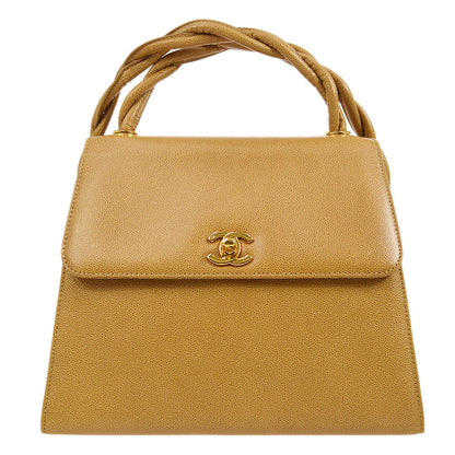 CHANEL 1999 Beige Caviar Trapezoid Shoulder Bag