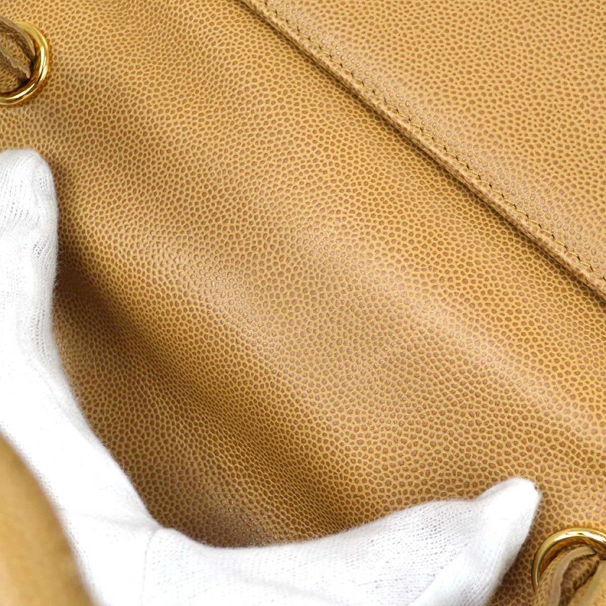 CHANEL 1999 Beige Caviar Trapezoid Shoulder Bag 85359