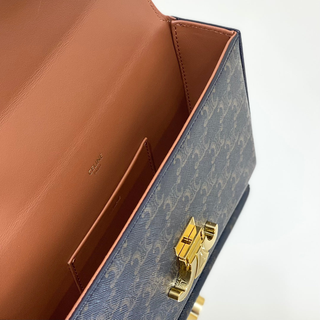 BOX TRIOMPHE 22 BLACK PATTERN NATURAL CALFSKIN Amelia Amelia