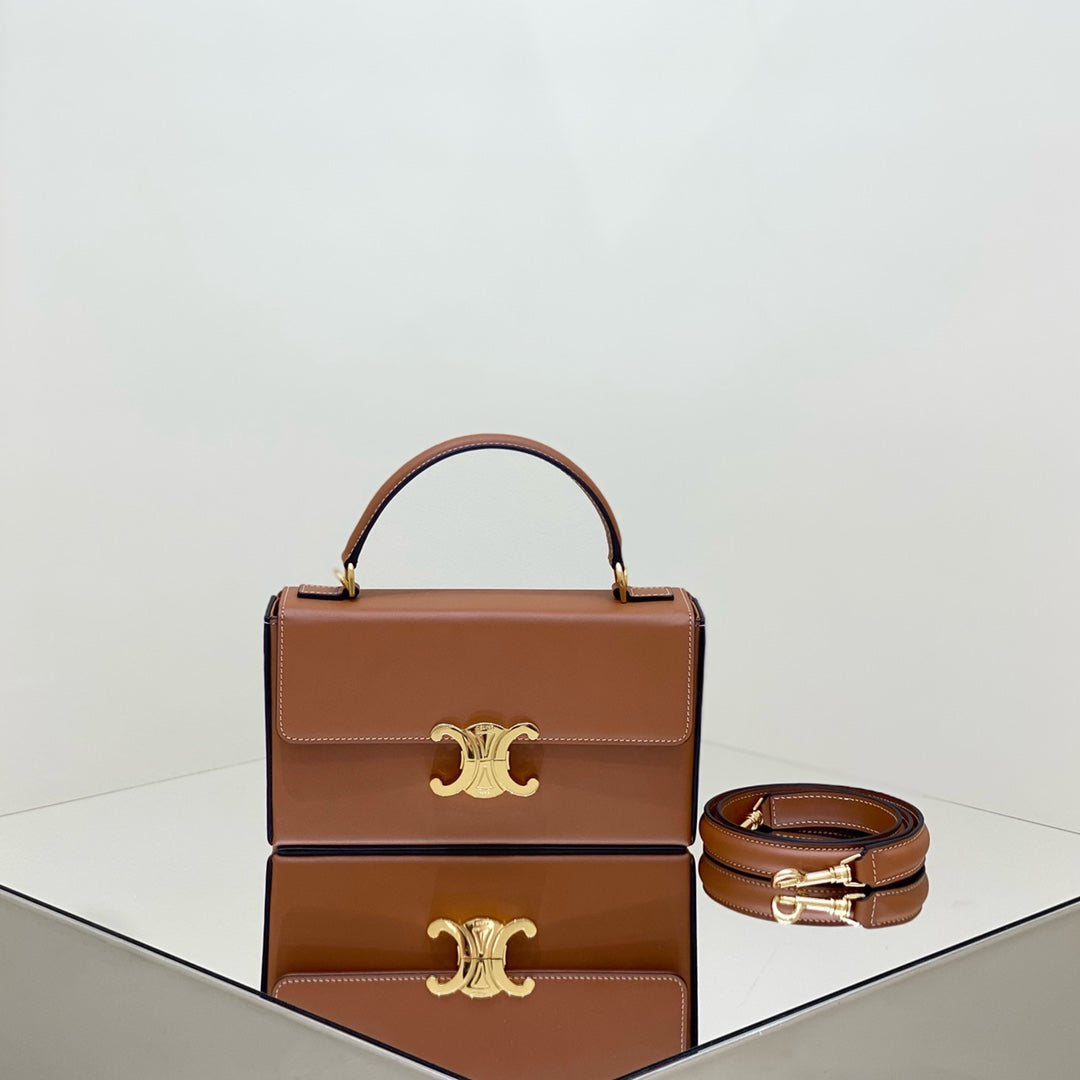 BOX TRIOMPHE 22 TAN NATURAL CALFSKIN Amelia Amelia