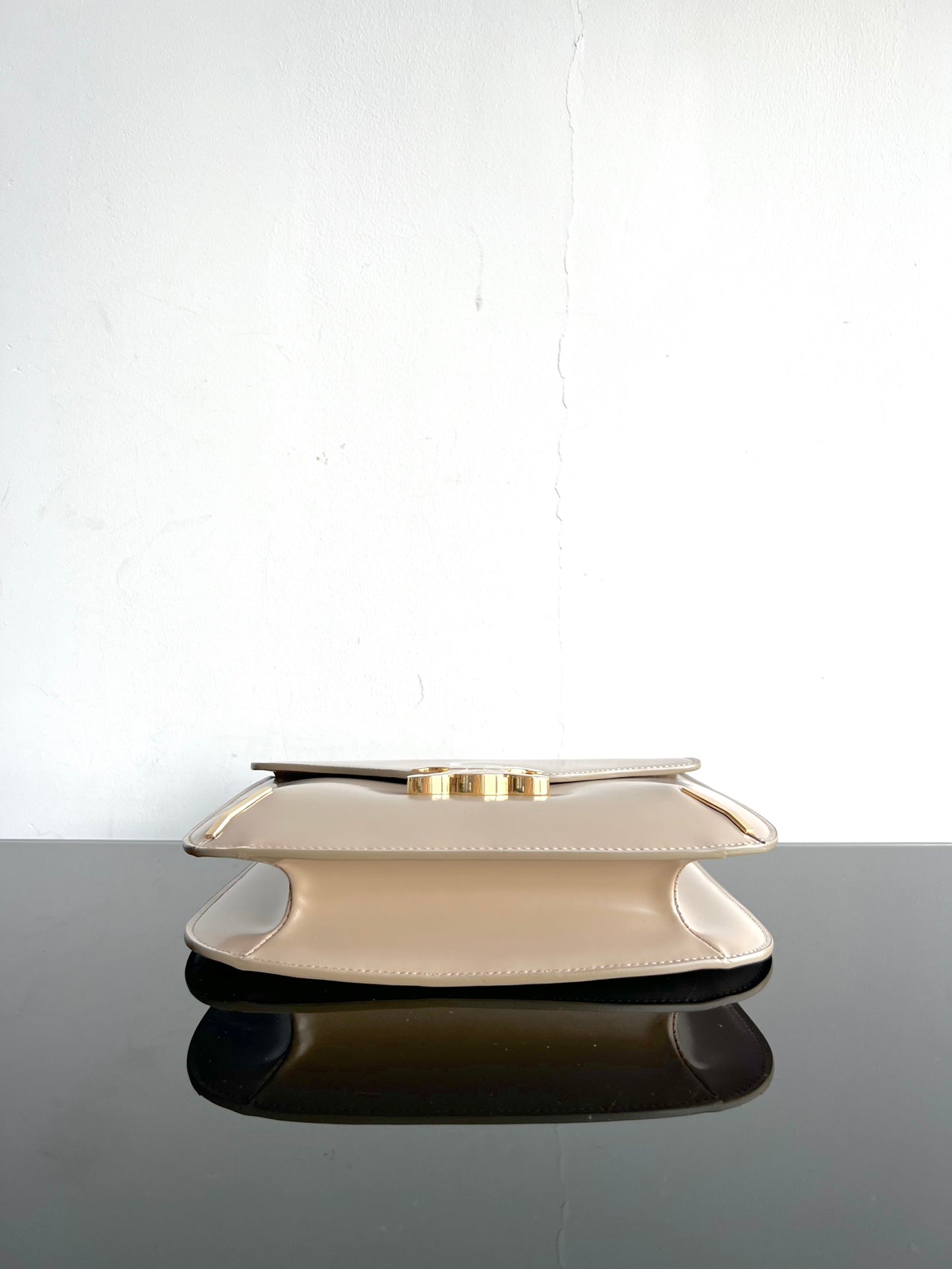 BESACE TRIPHOME 24 BEIGE CREAM GLOSSY CALFSKIN Amelia