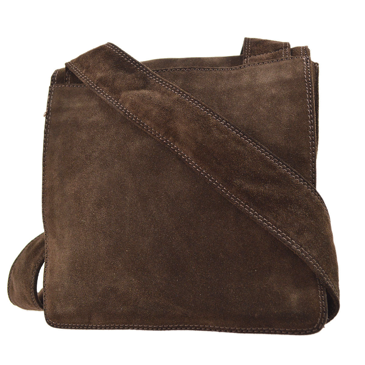 CHANEL 1997-1999 Brown Suede Logo Shoulder Bag 33320