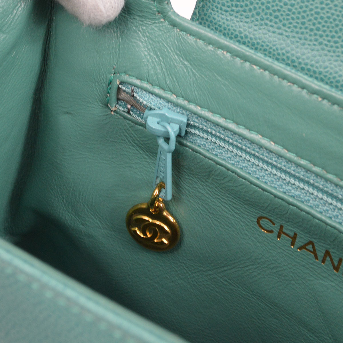 CHANEL 1998 Blue Caviar Handbag Small 85672