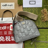 MATELASSÉ LEATHER SHOULDER BAG 23 IN GRAY EMBOSSED CALFSKIN GOLD HARDWARE Amelia Amelia
