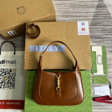 GG JACKIE SMALL 28 SHOULDER BAG IN CINNAMON BROWN CALFSKIN Amelia