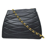 CHANEL 1989-1991 Green Lambskin Diagonal Round Flap Small