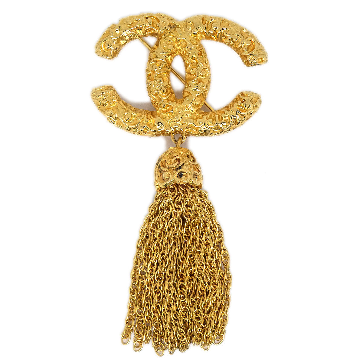CHANEL 1993 Florentine Filigree Tassel Brooch Small 86121