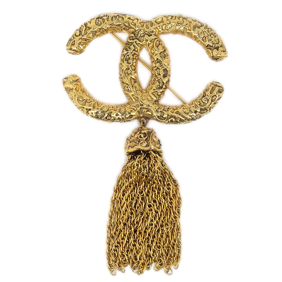 CHANEL 1993 Florentine Filigree Tassel Brooch Medium 86124
