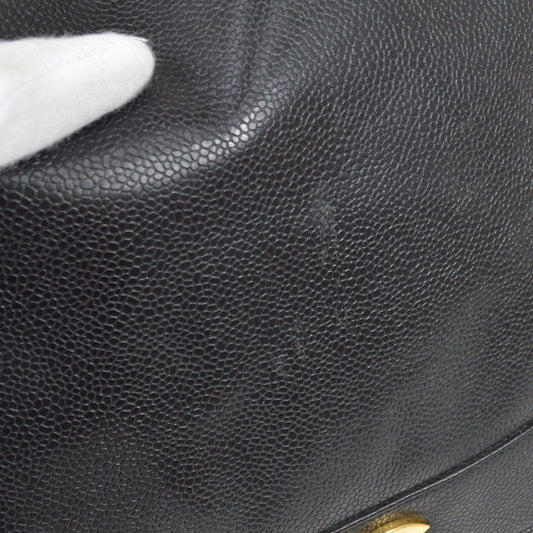 CHANEL 1990s Triple CC Drawstring Bag Black Caviar