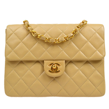 CHANEL? 1989-1991 Classic Square Flap Beige Lambskin 95971