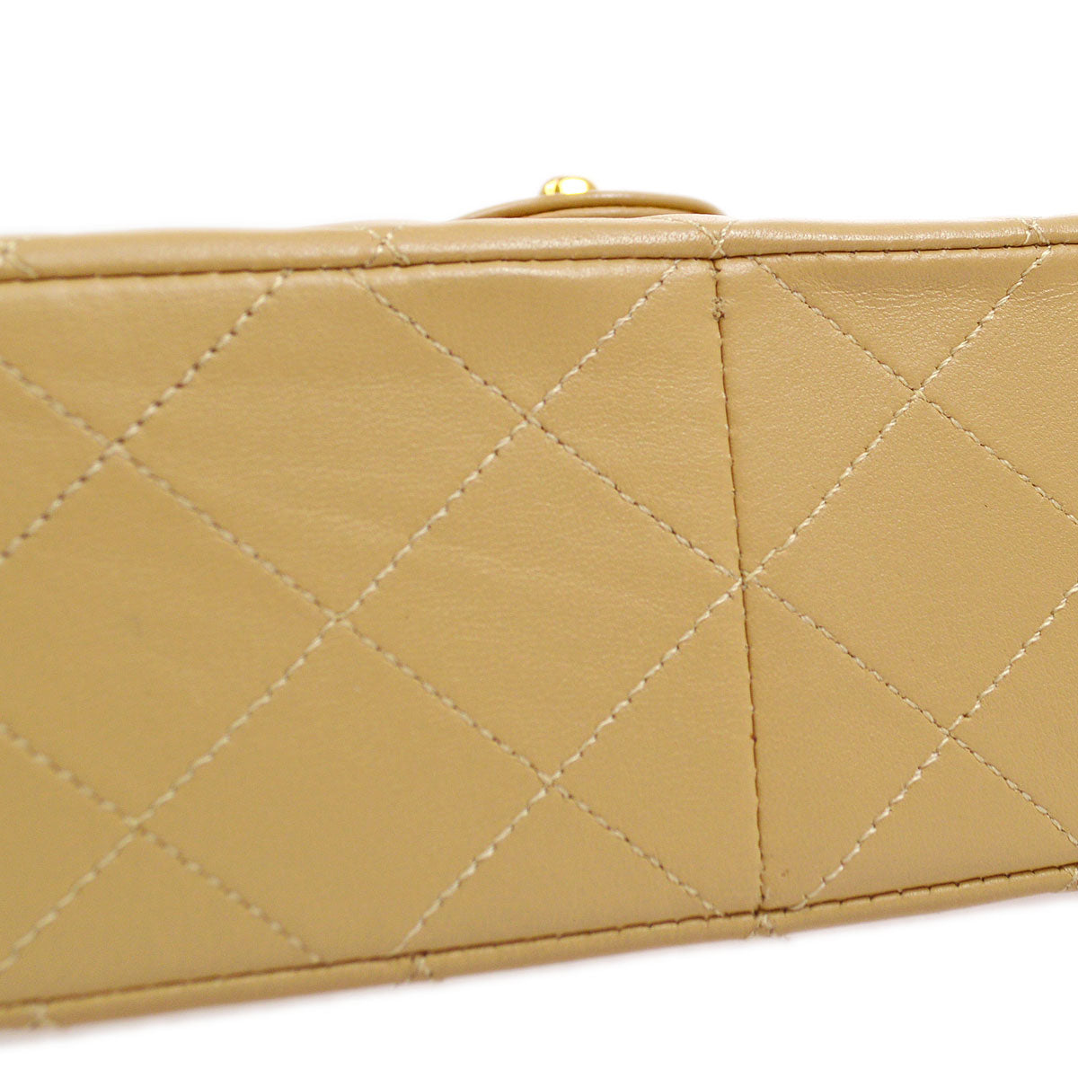 CHANEL? 1989-1991 Classic Square Flap Beige Lambskin 95971
