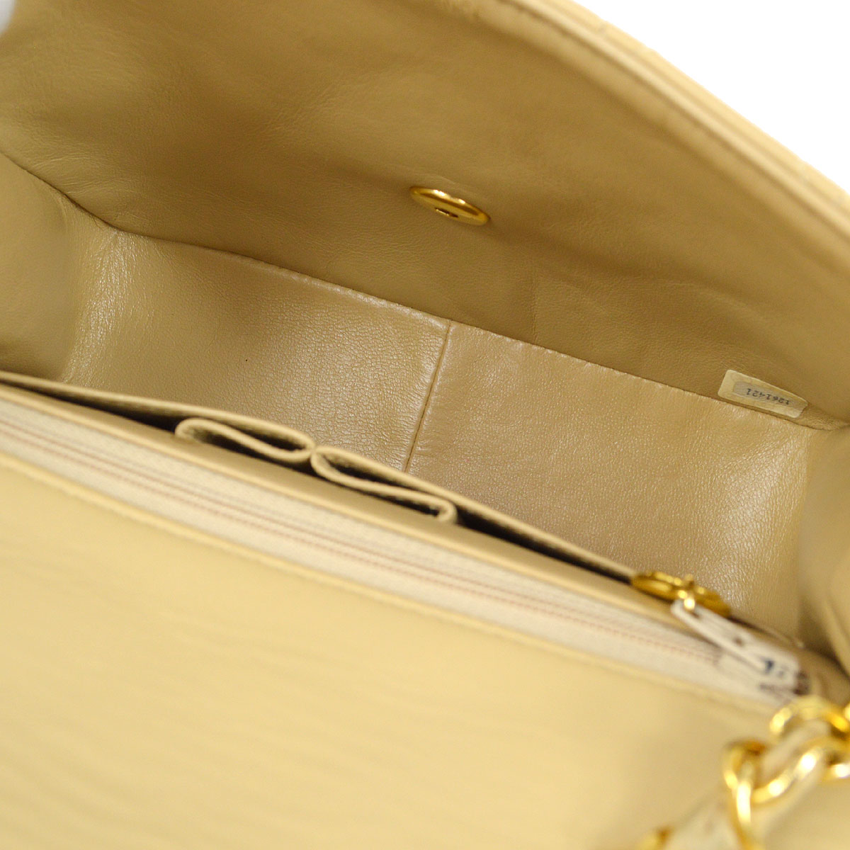 CHANEL? 1989-1991 Classic Square Flap Beige Lambskin 95971
