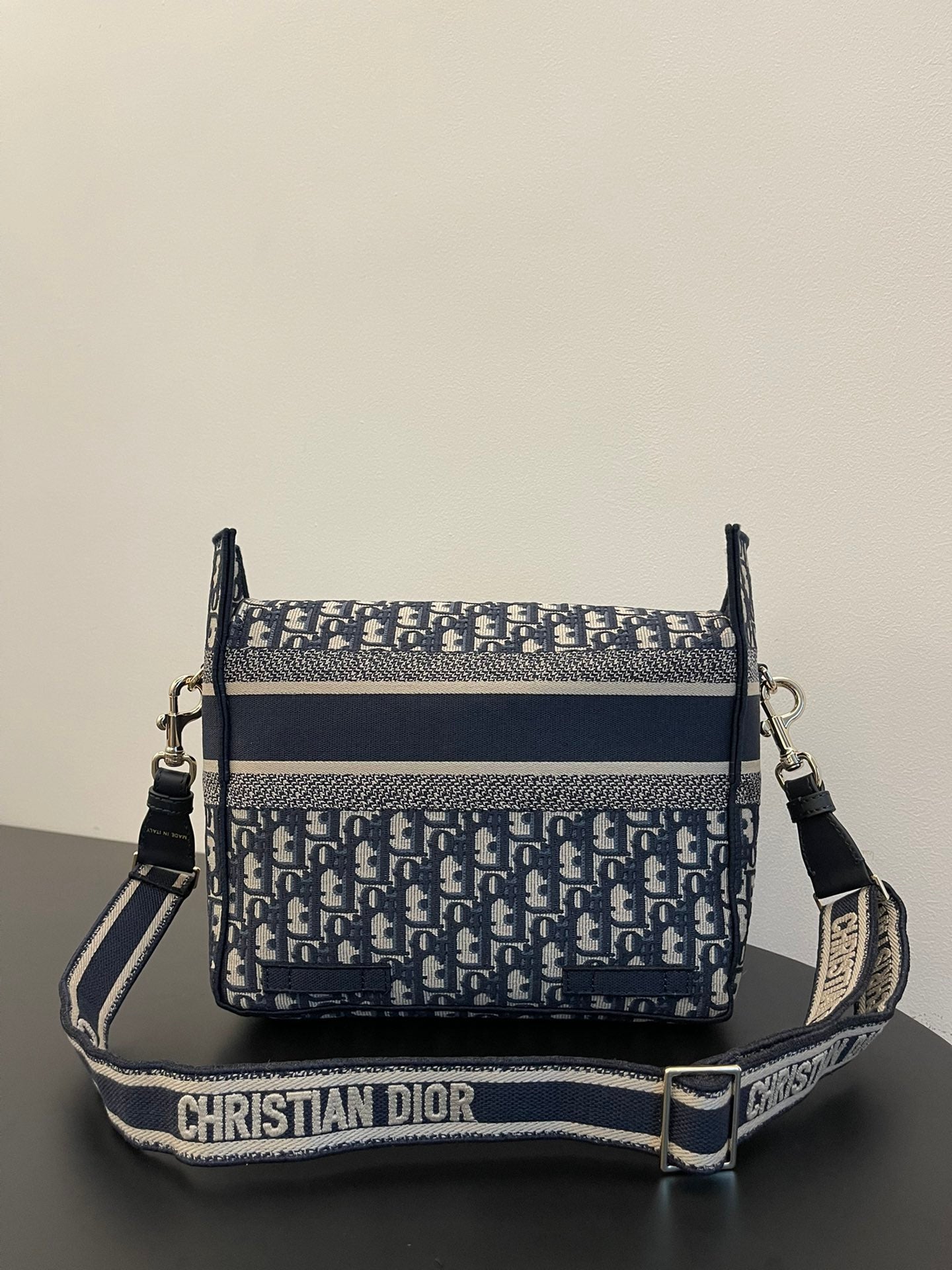 MEDIUM 28 DIORCAMP BAG IN BLUE OBLIQUE EMBROIDERY Amelia