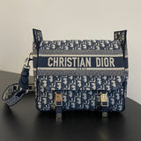 MEDIUM 28 DIORCAMP BAG IN BLUE OBLIQUE EMBROIDERY Amelia