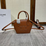 TRIOMPHE TOP HANDLE BAG 20 IN BRONZE BROWN CALFSKIN Amelia Amelia