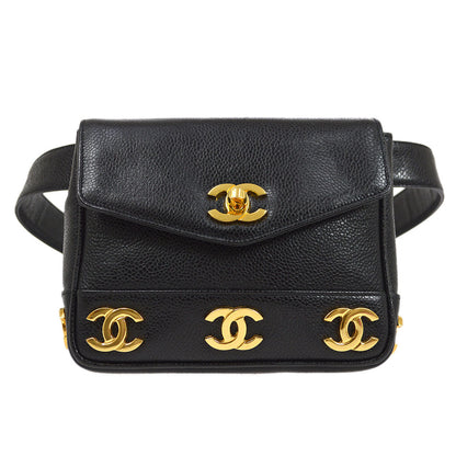 CHANEL 1991-1994 Triple CC Belt Bag Black Caviar #75