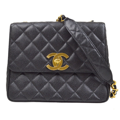 CHANEL 1994-1996 Big CC Straight Flap medium Black Caviar