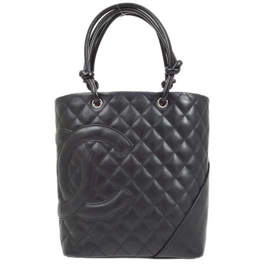 CHANEL 2004-2005 Cambon Ligne Handbag Black Calfskin 23363