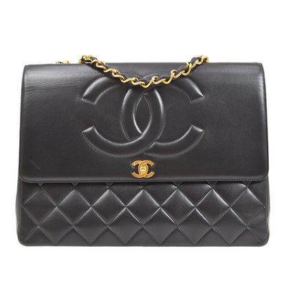 CHANEL 1991-1994 CC Flap Maxi Black Lambskin
