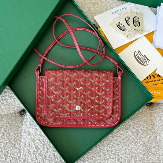 PLUMET POCKET WALLET 20 IN CLASSIC RED GOYARDINE CANVAS AND LAMBSKIN TRIM by Amelia
