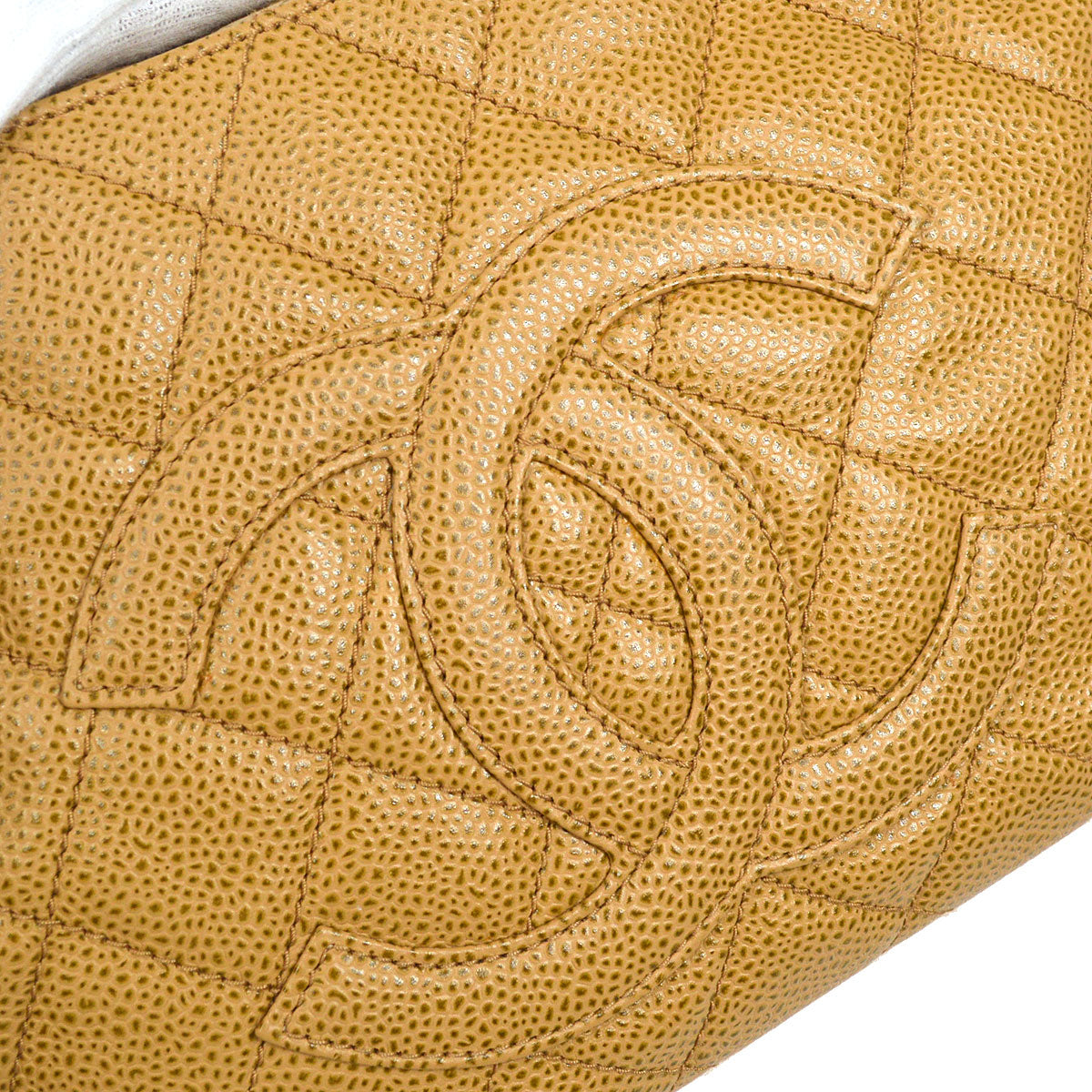 CHANEL 2003-2004 Hobo Bag Beige Caviar 23891