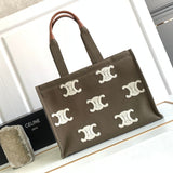 DARK BROWN 41 CANVAS TOTE LOGO LETTER Amelia