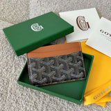SAINT-SULPICE CARD WALLET 10 IN BLACK GOYARDINE CANVAS AND TAN CALFSKIN by Amelia