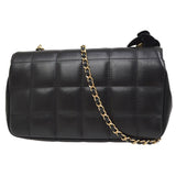 CHANEL 2008-2009 Camellia Choco Bar Flap Bag Mini Black Lambskin