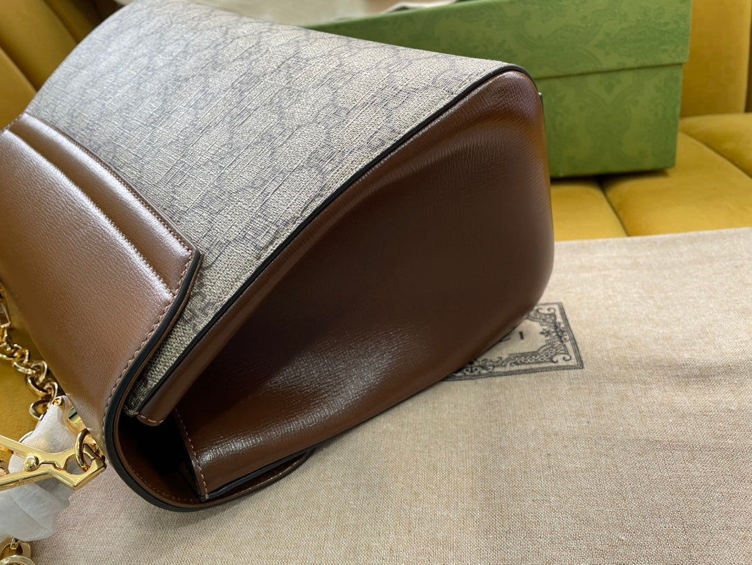GG HORSEBIT 1955 SMALL 29 BAG BEIGE CANVAS AND LIGHT BROWN CALFSKIN Amelia Amelia