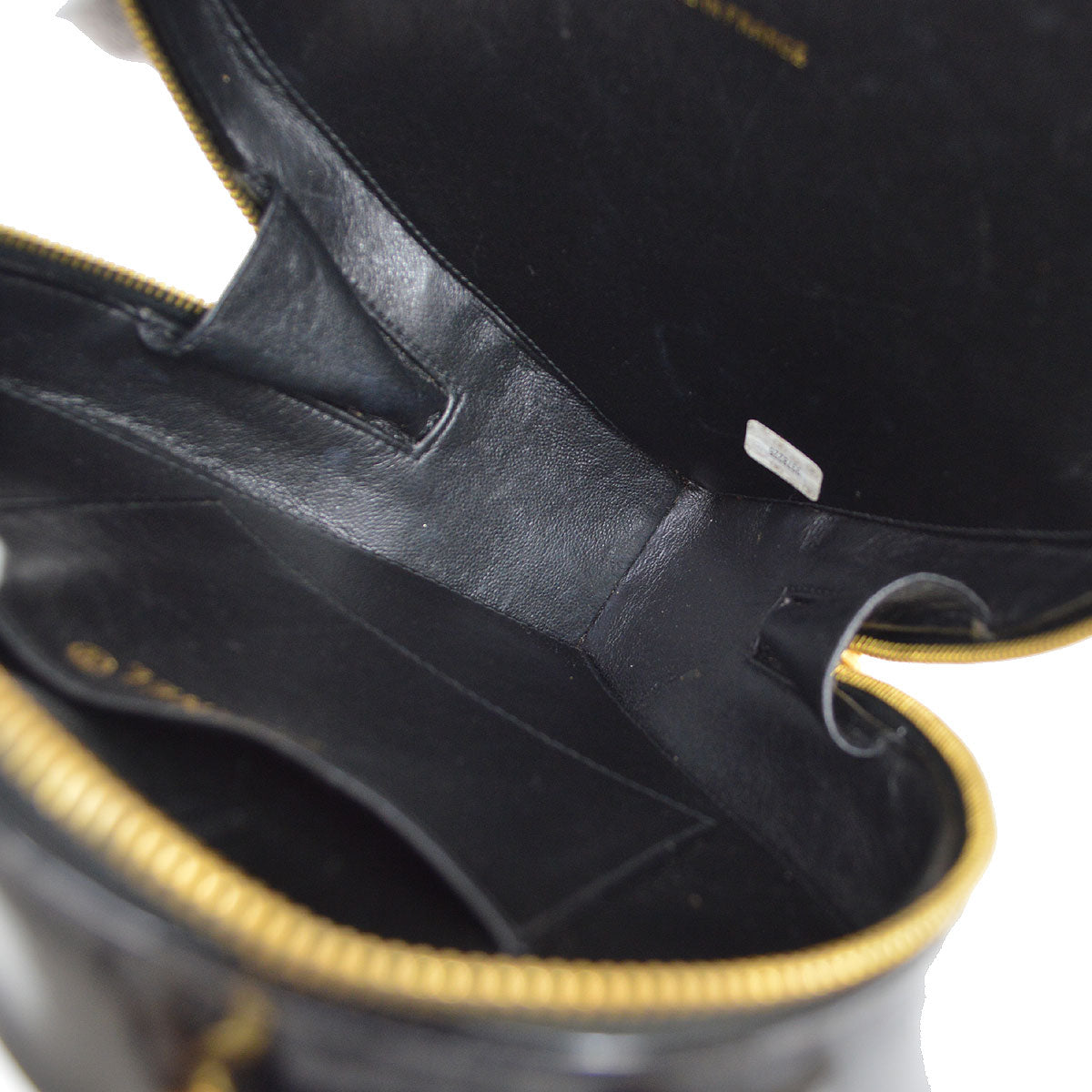 CHANEL 1995 Heart Vanity Handbag Black Patent Leather 85968