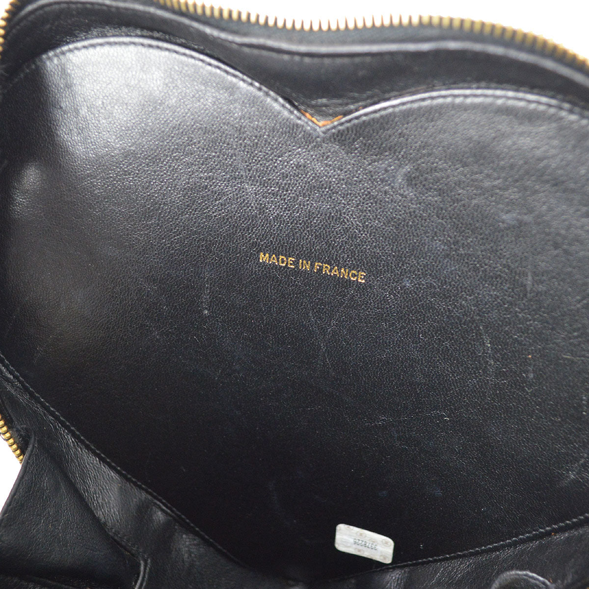 CHANEL 1995 Heart Vanity Handbag Black Patent Leather 85968