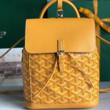ALPIN MINI BACKPACK 21 IN YELLOW LAMBSKIN AND GOYARDINE CANVAS by Amelia