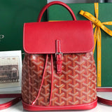 ALPIN MINI BACKPACK 21 IN CLASSIC RED LAMBSKIN AND GOYARDINE CANVAS by Amelia