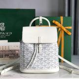 ALPIN MINI BACKPACK 21 IN WHITE LAMBSKIN AND GOYARDINE CANVAS by Amelia