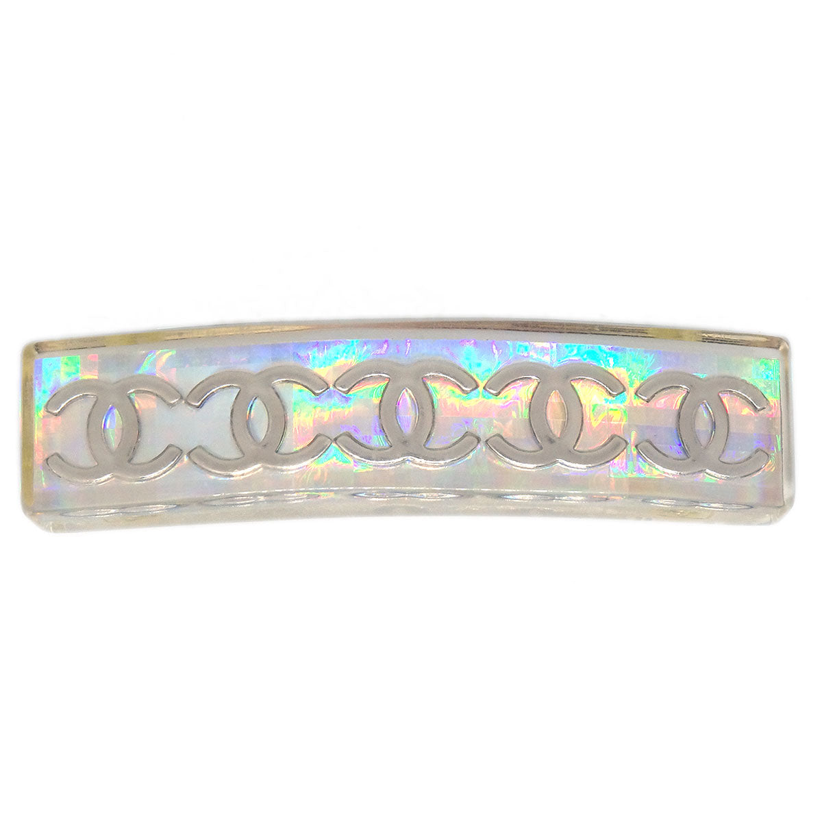 CHANEL 1997 Clear Rainbow Lucite Hair Clip Barrette 15817