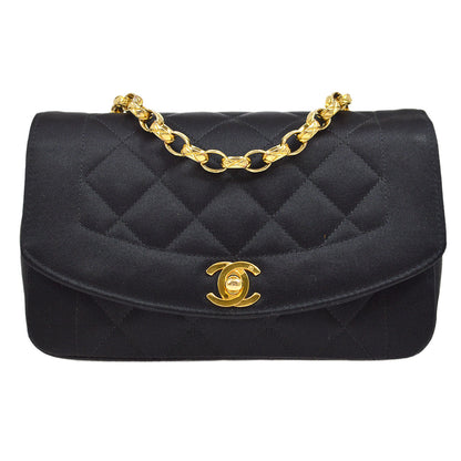 CHANEL 1991-1994 Diana Flap Mini Black Satin