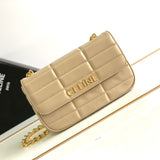 MONOCHROME 24 QUILTED BEIGE CREAM LAMBSKIN CHAIN SHOUDER BAG Amelia Amelia