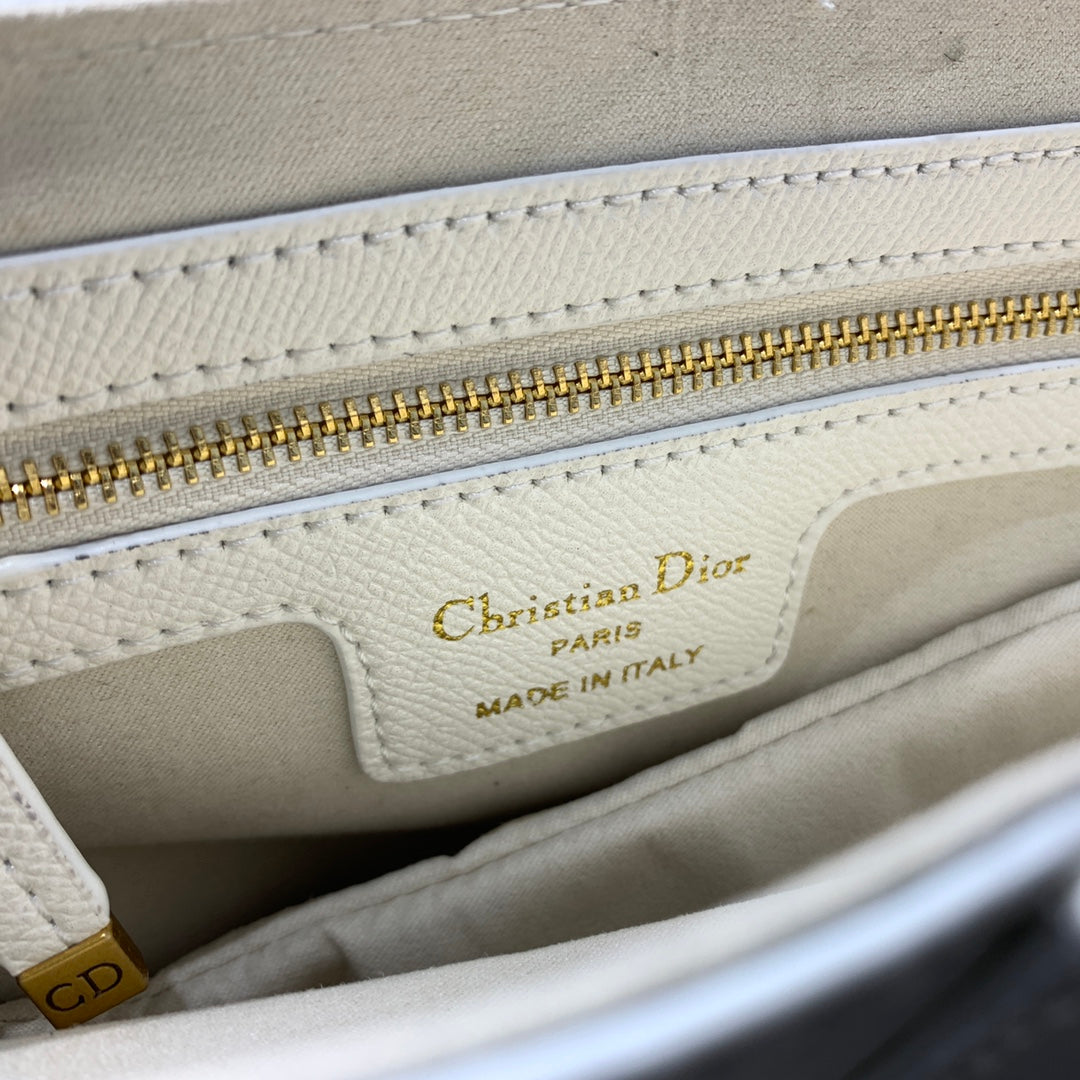 CD Saddle Bag Strap Warm Taupe Grained White Calfskin Amelia