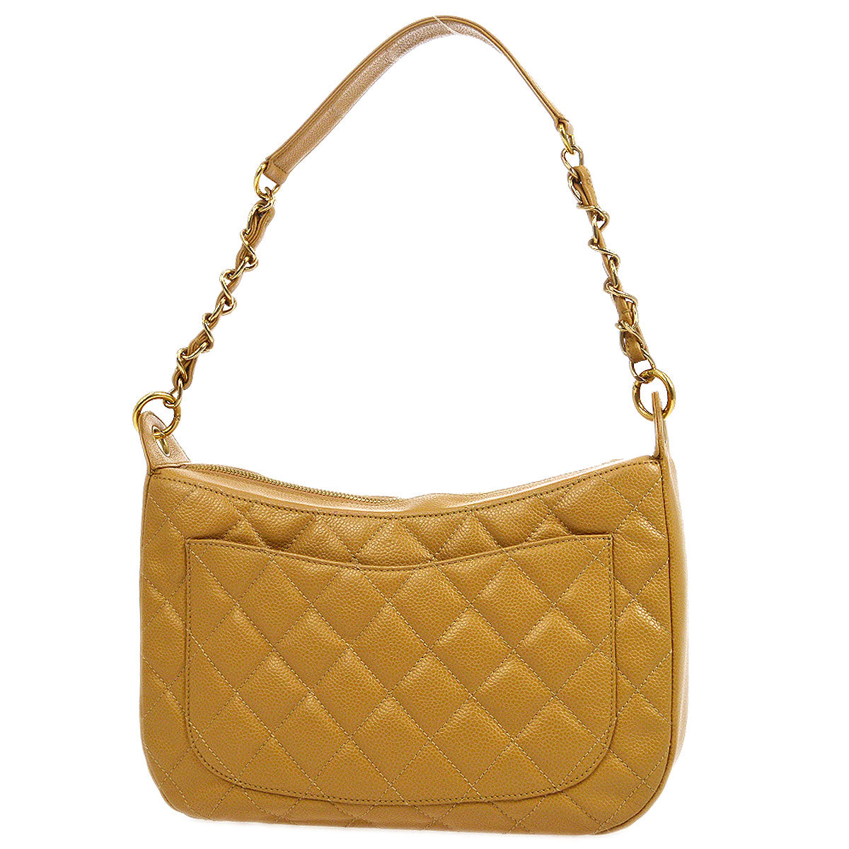 CHANEL 2004-2005 Hobo Bag Beige Caviar 46239