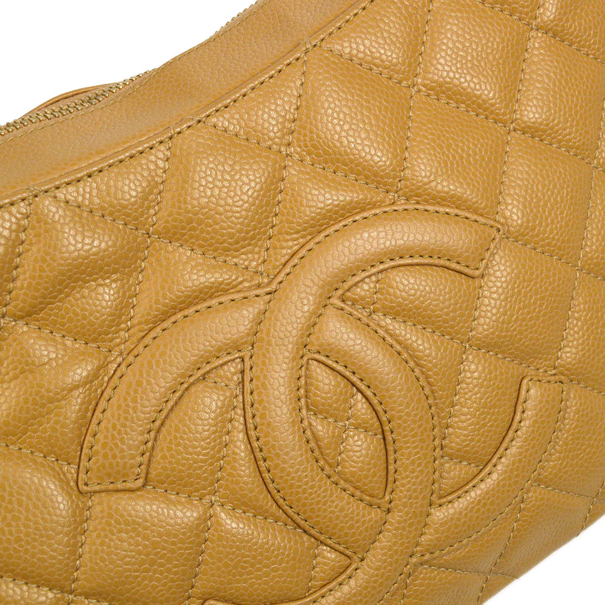 CHANEL 2004-2005 Hobo Bag Beige Caviar 46239