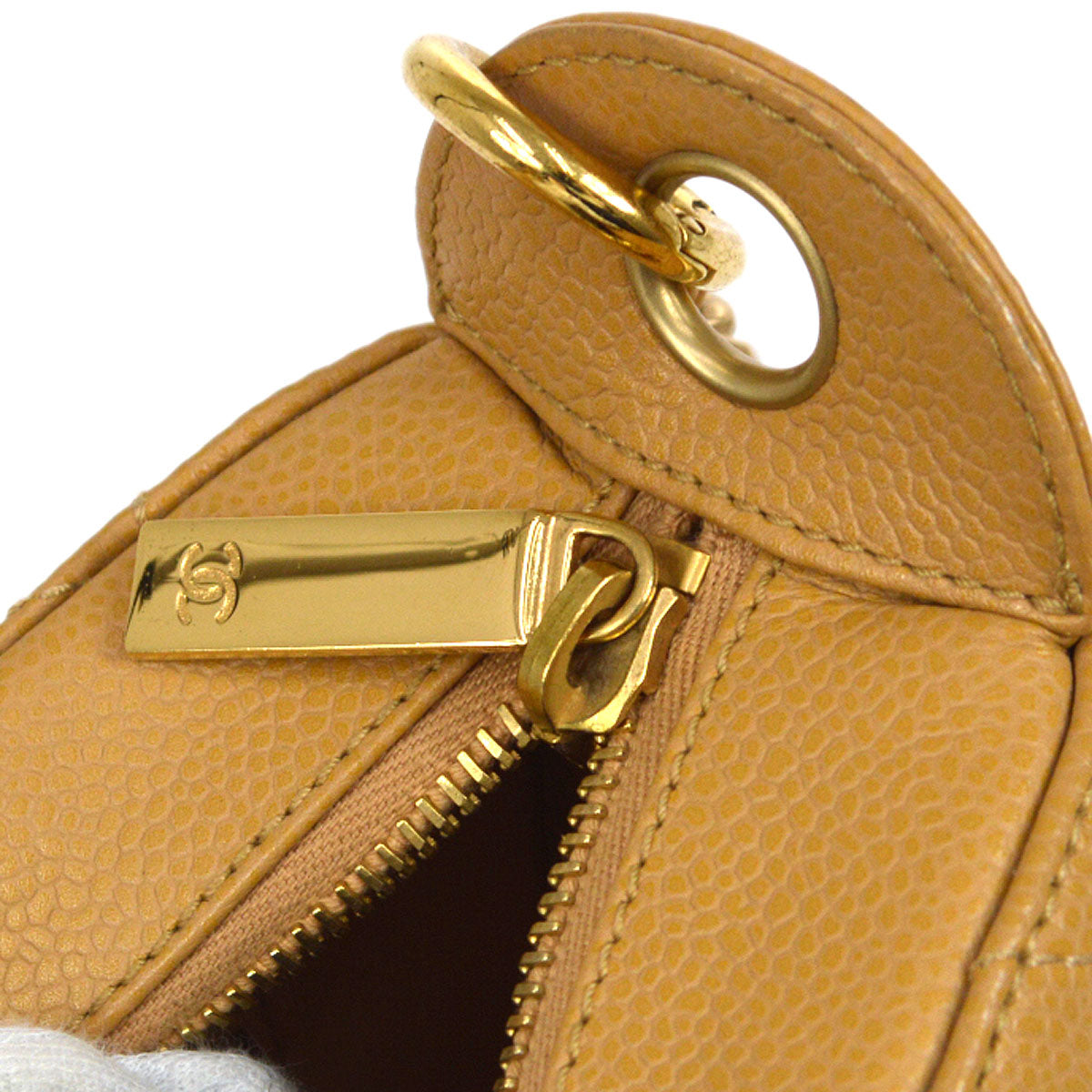 CHANEL 2004-2005 Hobo Bag Beige Caviar 46239