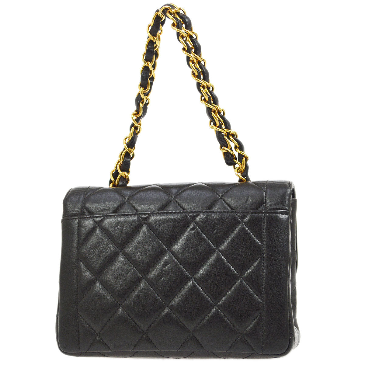 CHANEL 1994-1996 Border Flap Handbag Mini Black Lambskin 54890