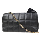 CHANEL 2003-2004 Choco Bar Flap Bag Mini Black Lambskin