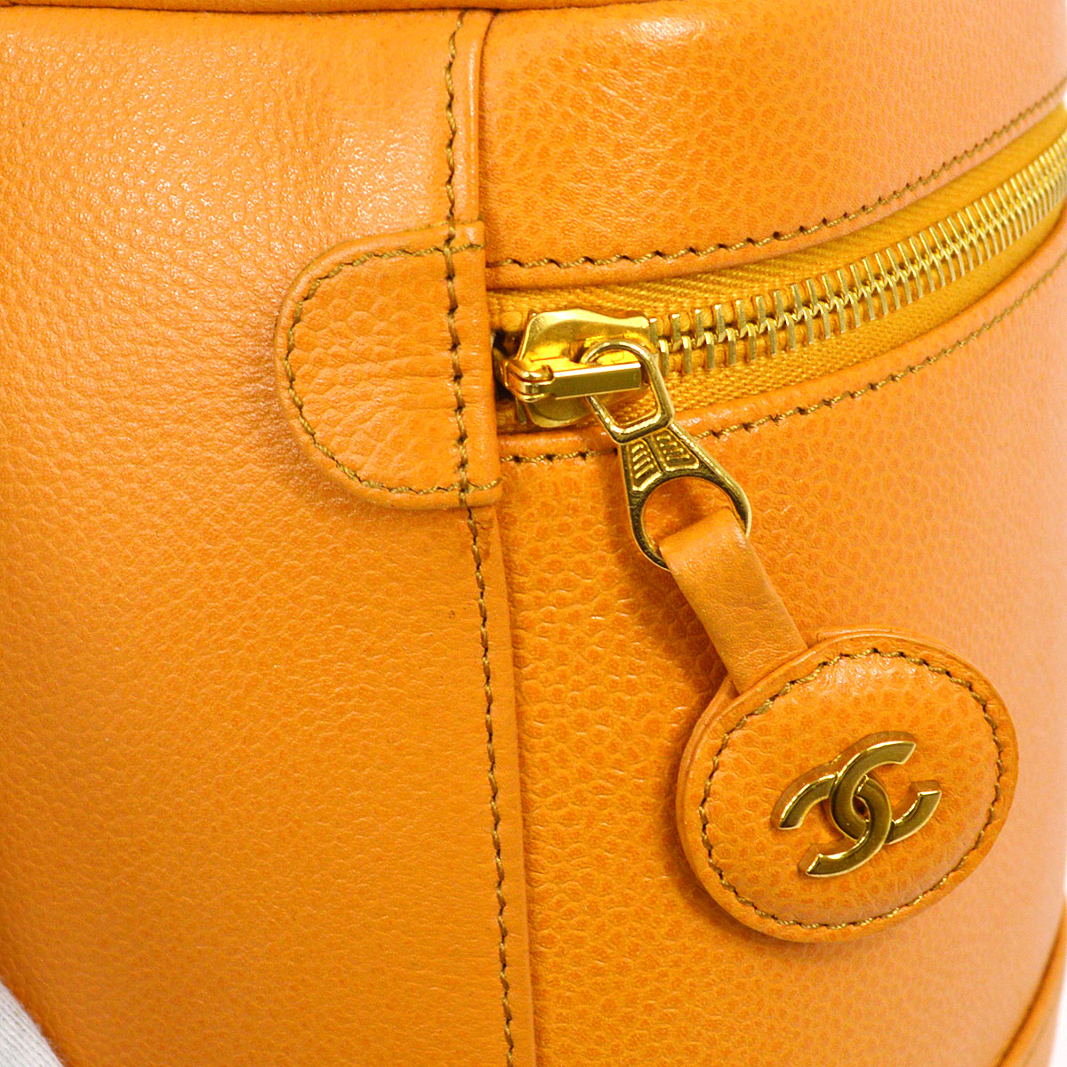 CHANEL 1997-1999 Timeless Vanity Handbag Orange Caviar 24780